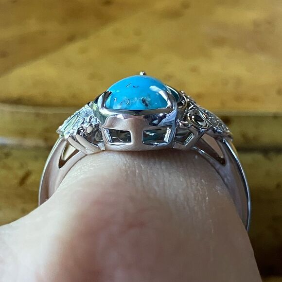 Kingman Turquoise Sterling Silver Ring Size 10 - Picture 2 of 10